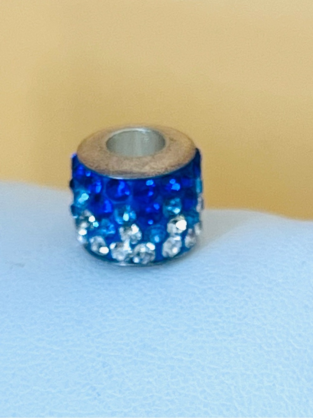 Silver plated blue & clear crystal Bracelet charm
